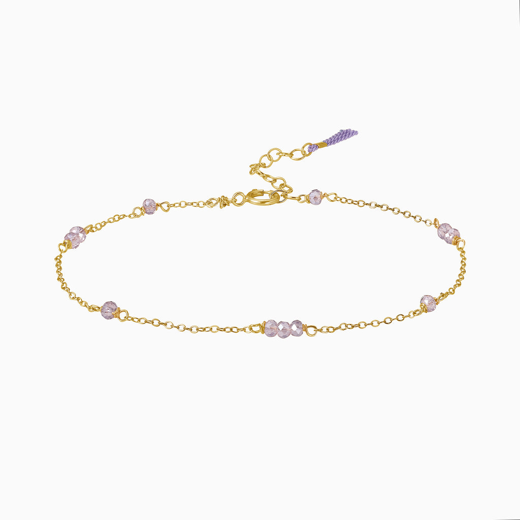 Lavender zirconia beads gold bracelet