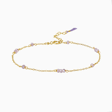 Lavender zirconia beads gold bracelet