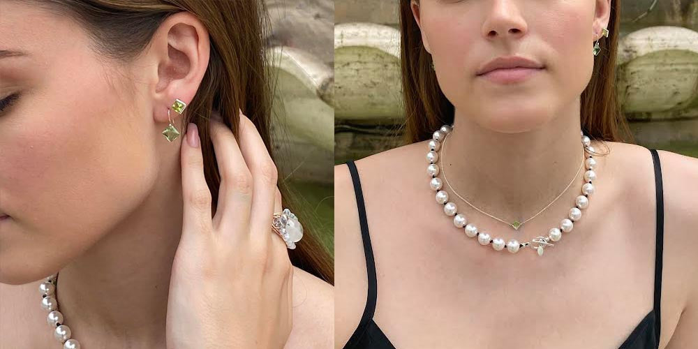 Desideri design Pearls and solitaire necklaces.