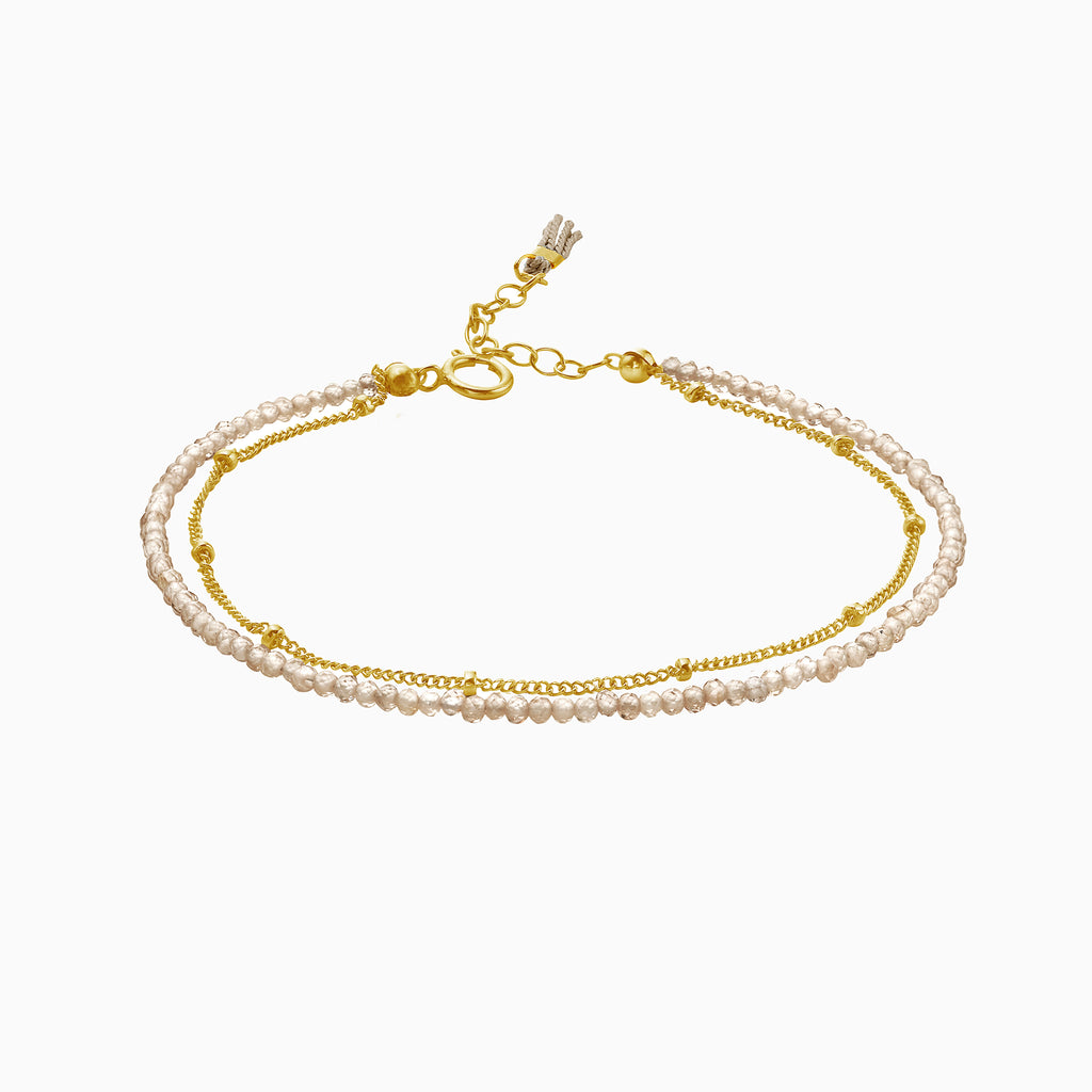 Natural champagne colored zirconia gold bracelet