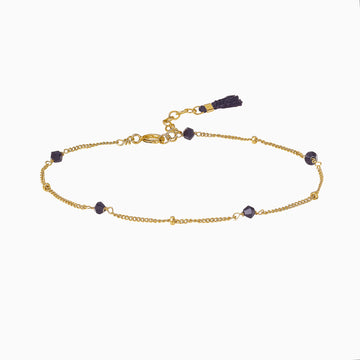 Gold Black crystals beads bracelet with tassel