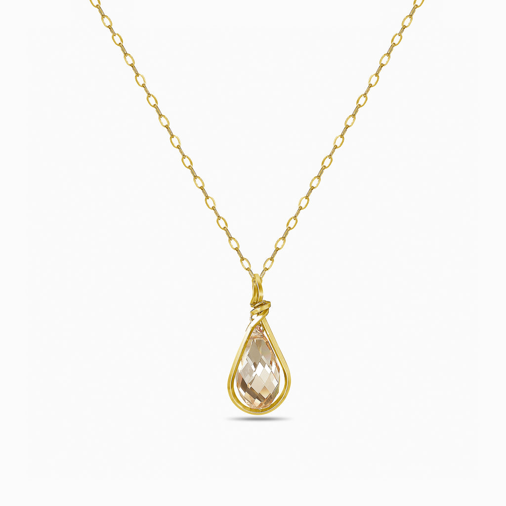 new drop citrine crystal gold pendant necklace 