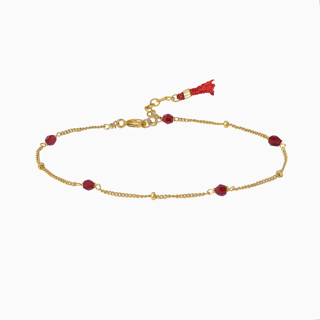Ruby red crystals gold bracelet