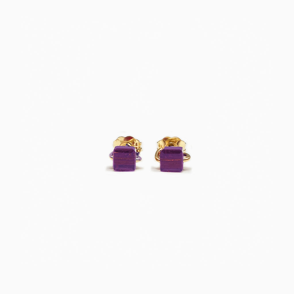 Amethyst purple geometric studs earrings