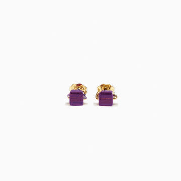Amethyst purple geometric studs earrings