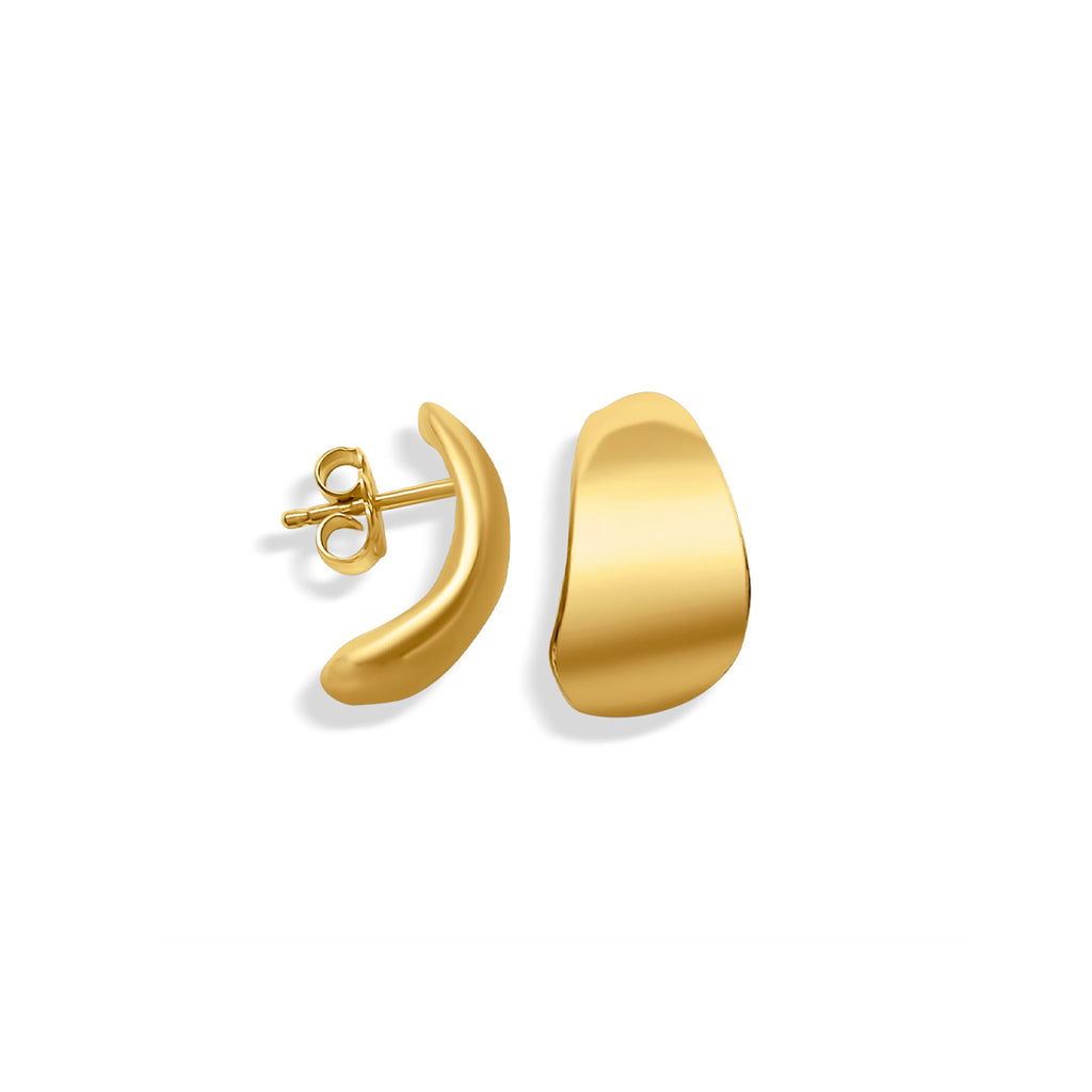 hugg earrings, gold bold earrings, 14k gold sculptural studs