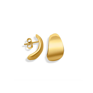 hugg earrings, gold bold earrings, 14k gold sculptural studs