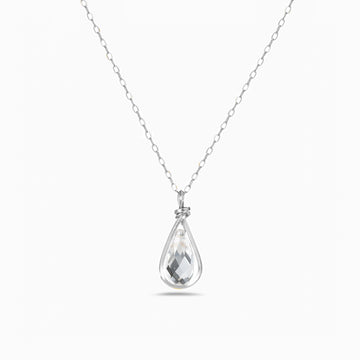 Sterling silver clear drop crystal necklace 