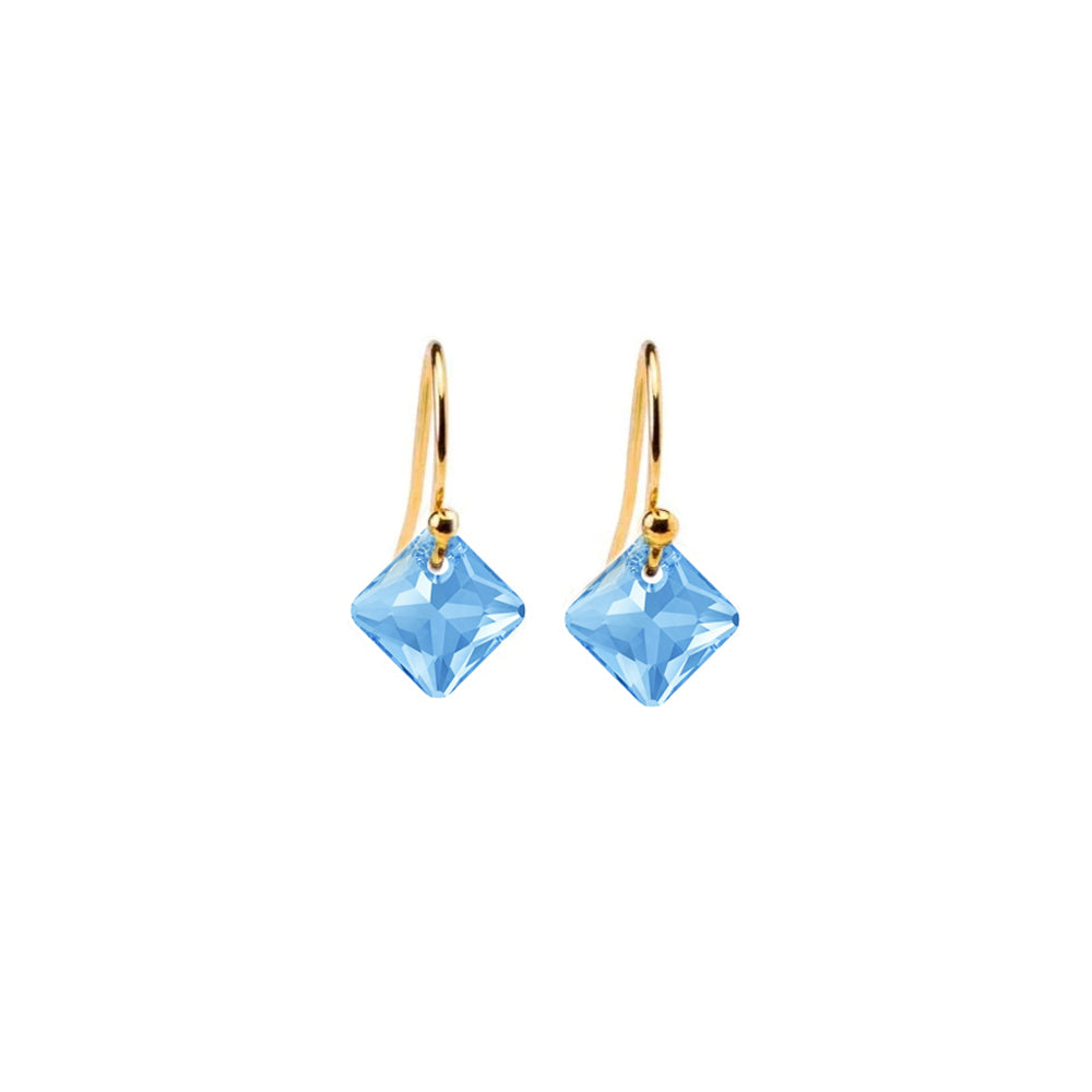 14k gold aquamarine crystals drop earrings