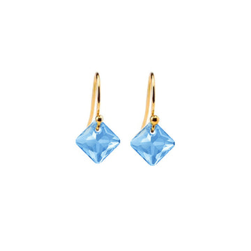 14k gold aquamarine crystals drop earrings