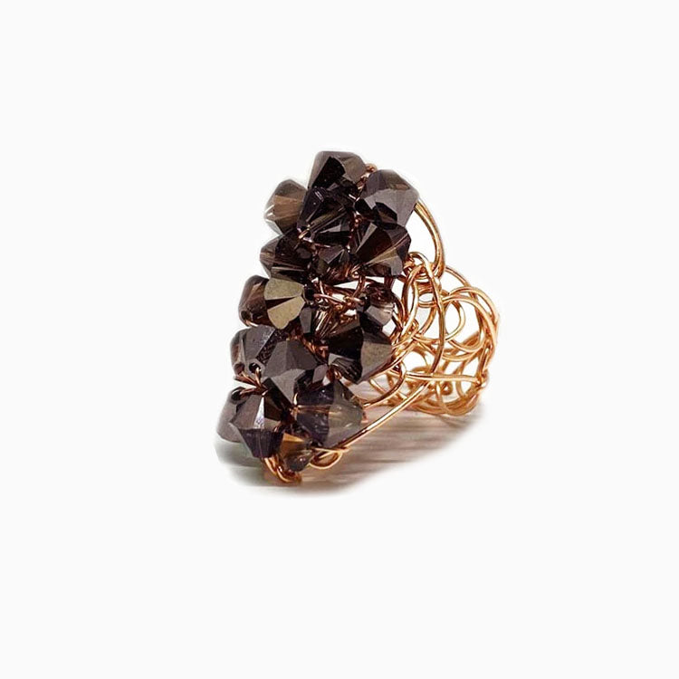 Chocolate brown crystal ring