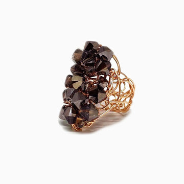 Chocolate brown crystal ring
