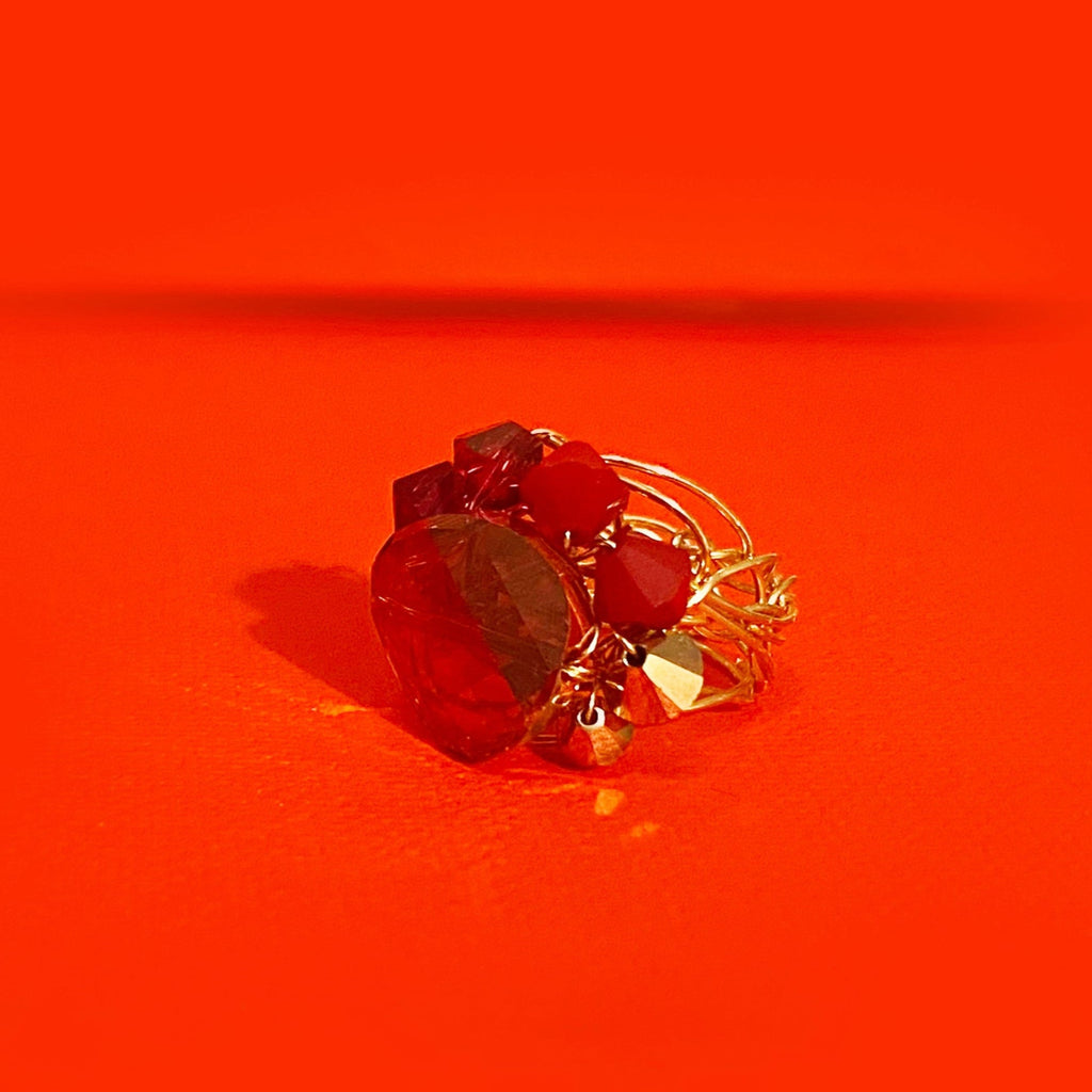 Coral red desideri design cocktail ring