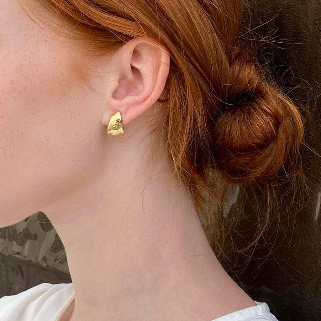 Organic shaped bold huggies earrings