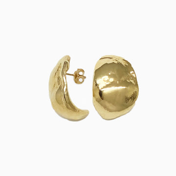 gold organic shaped large earrings. desideri design