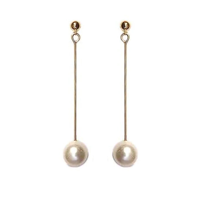 white pearls bar earrings