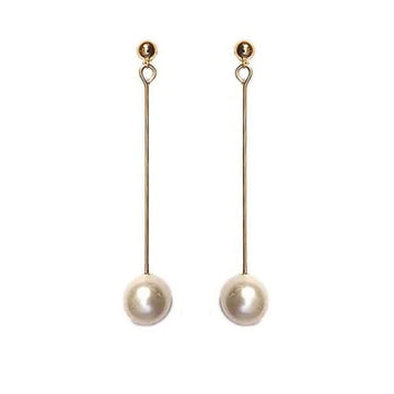 white pearls bar earrings