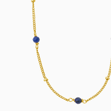 Lapis lazuli blue satellite beads gold necklace