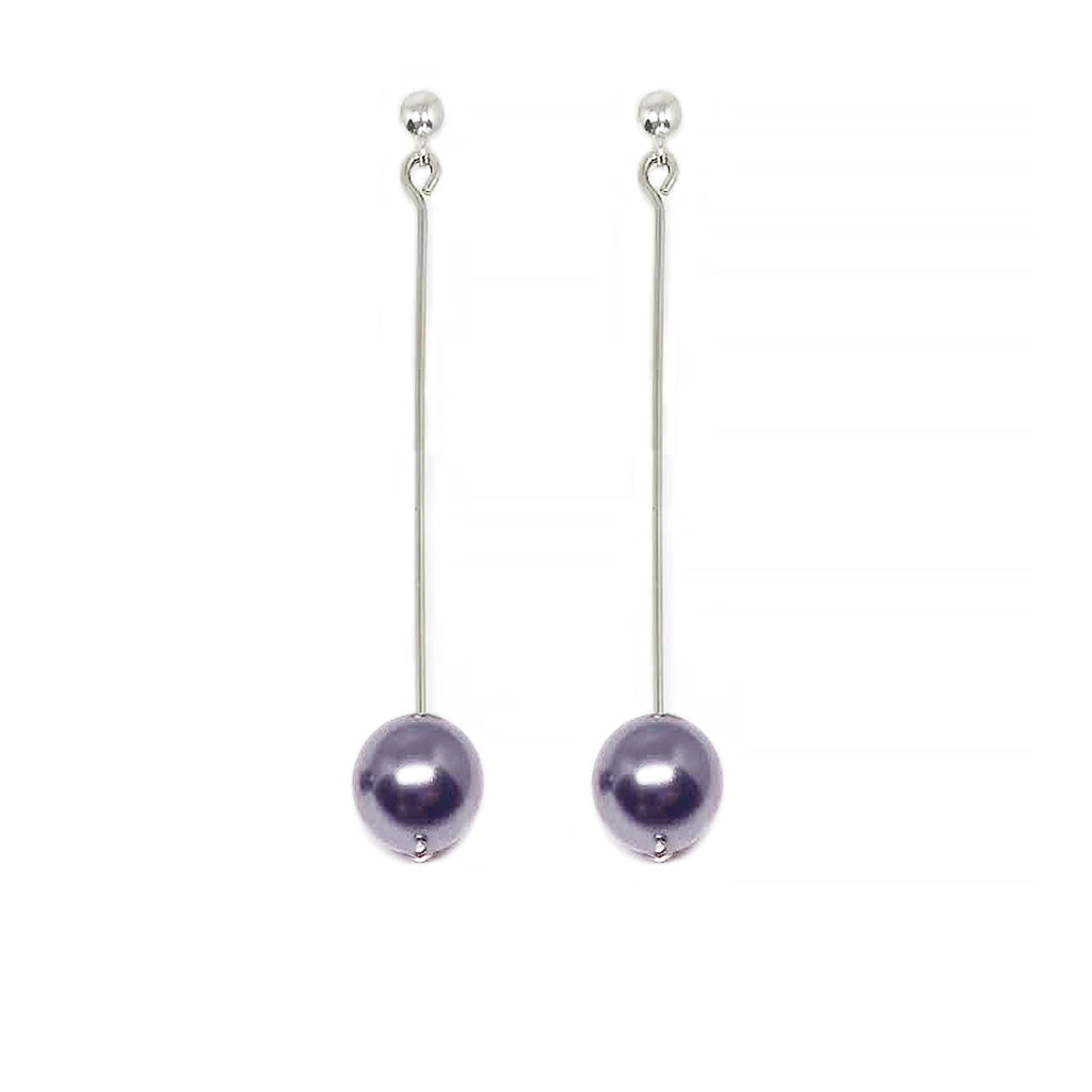 lavender bar pearl earrings