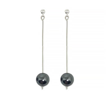 dark grey long pearl earrings