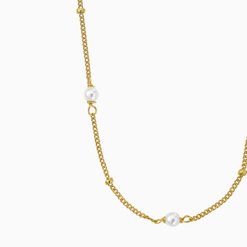 Satellite gold pearl necklace