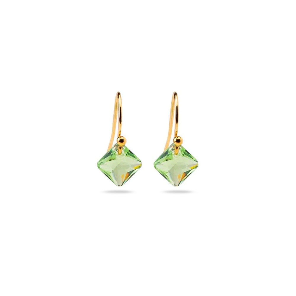 peridot small drop earrings 14k gold