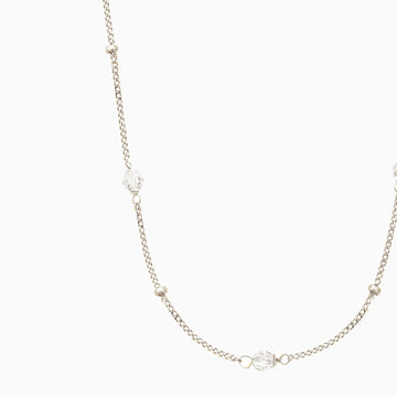 silver satellite clear beads necklace