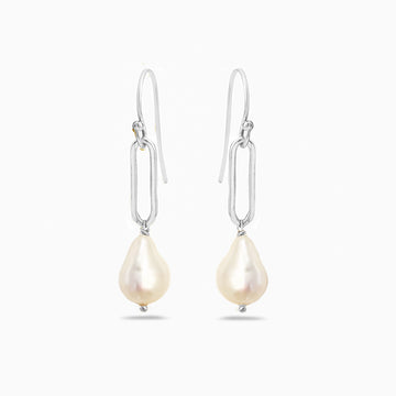 silver baroque pearls earrings