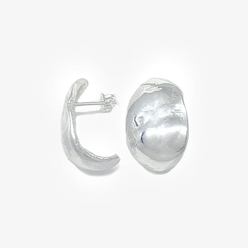 Large organic shaped silver earrings. Bold earrings.