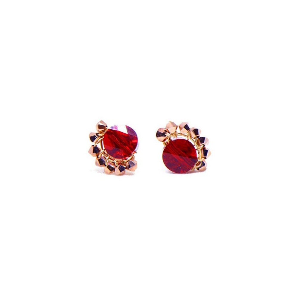 ruby red crown studs