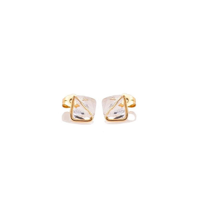 Clear crystals 14 k gold geometric studs