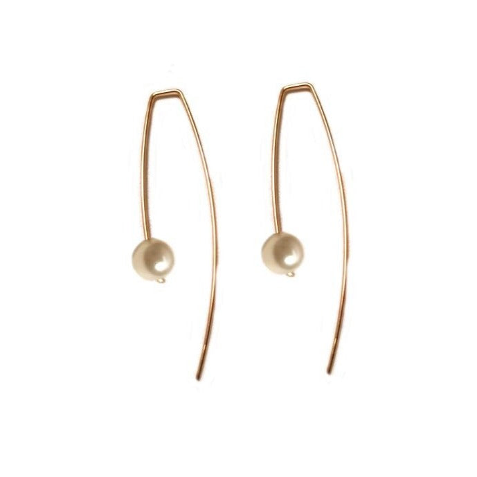 gold hook pearl earrings