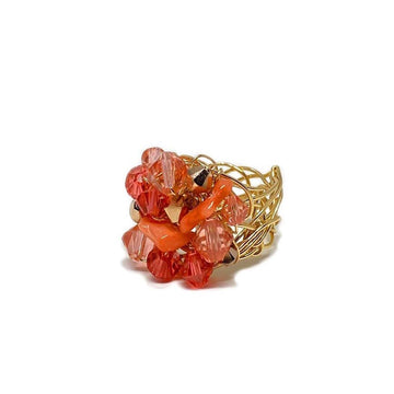 Corals and gold cluster ring