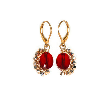 Ruby red dangling earrings
