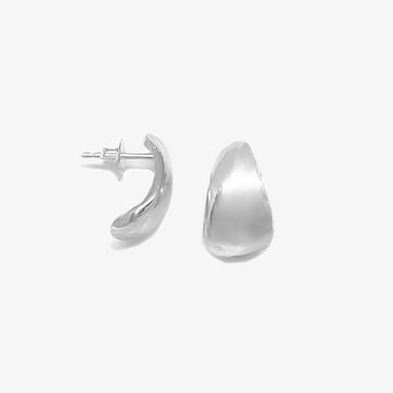 Organic shaped silver huggings earrings