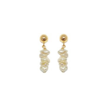 Affordable freshwater pearls gold dangling earrings . desideri design fine jewelry.