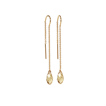 Citrine color gold threader earrings 