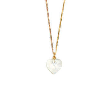 white opal crystal gold heart necklace 